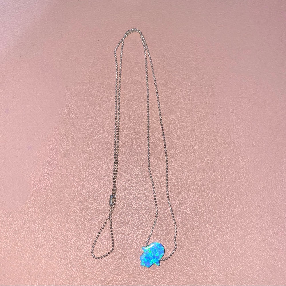 Blue opal hamsa necklace